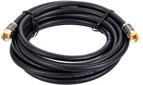 Cables Direct Online 5M Black RG6 Coax Cable Dual Shield Outdoor/Indoor Coaxial BNC Extension Wire For Satellite Dish Cable TV Antenna