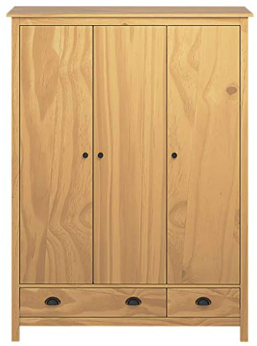 pedkit Kleiderschrank mit 3 Türen Dielenschrank Wohnzimmerschrank Hill Range 127x50x170cm Kiefer Honigbraun