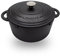 Cast Iron Round Casserole Dishes with Lids Oven Proof - Dutch Oven Cast Iron Capacity 6.7 Liter Size 28cm (Black)