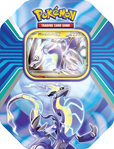 Pokémon TCG: Paldea Legends Tin - Miraidon (1 tarjeta de aluminio y 4 paquetes de refuerzo)
