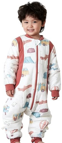 Chilsuessy Sacco a pelo invernale per bambini con piedi - 2,5 Tog Pigiama per bambini per tutto l'anno con gambe per maschi e femmine, Global Travel/3,5 Tog, 100/Altezza bambino 85-95cm