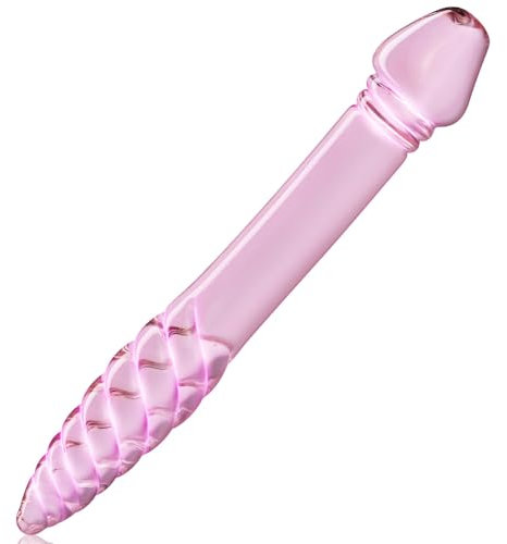 Roluck Glass Doppeldildos,Kristall Penis Analdildo Glasdildo Analplug Glasplug Butt Plug G-Punkt Stimulation Anal Sexspielzeug für Männer Frauen Lesben