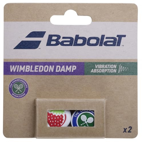 Babolat, Wimbledon Steam Racket Vibration Damper, Pack of 2, Red/White & Green/Purple, One Size, Maximum Dampening of String Swings