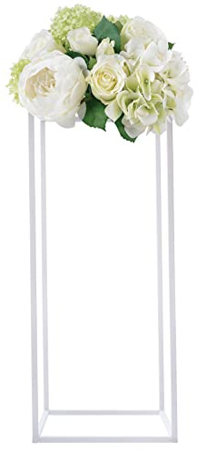 10Pcs Metal Stands,Flower Floor Holders Wedding Centerpieces White Display Cake Tall Vase Column Centerpiece Rectangular Rack for Weddings Decoration 60cm