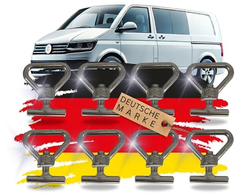 TronicXL 8 ojales de sujeción de carga compatibles con VW Bulli Bus T5 T6 T6.1 Multivan Tornillos de riel guía de carga de carril tornillos de seguridad Transporter California tornillos accesorios