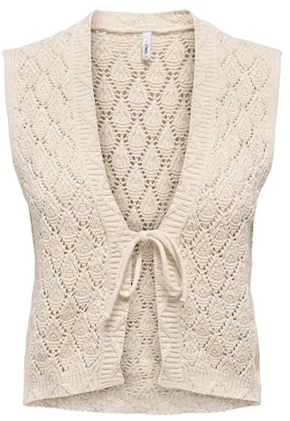 ONLY Onlchili S/L String Cardigan KNT Nca, Ecru, L Femme