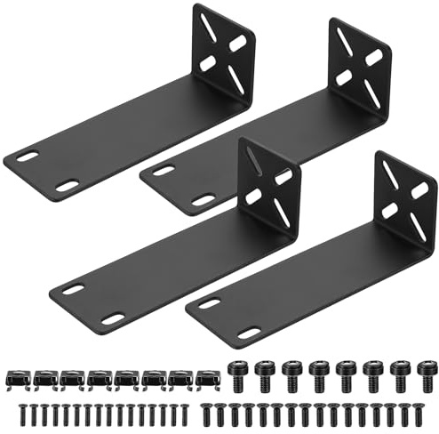 Kit de Montage en Rack 19, Kit de Montage en Rack Oreilles de Rack Réglable de 14 à 30 mm Universelles, compatibles avec Netgear TRENDnet Cisco D-Link HP, Largeur de Montage de 10,6 à 19 (143 mm)