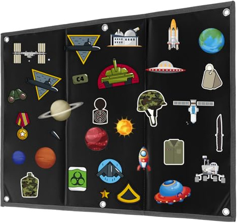 QWORK® Panno per esposizione toppa tattica militare, 60 x 45 cm nero pannello per toppe tattiche con occhielli, per spillette e toppe