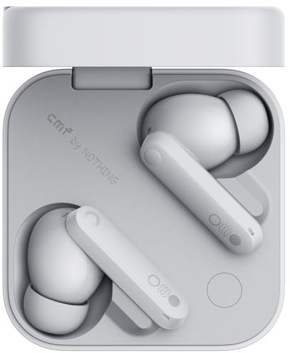 CMF by Nothing Buds Pro 2 Auriculares inalámbricos con Sonido HiFi, 50 dB Cancelación Activa de Ruido híbrida, 6 micrófonos HD y Efecto Audio Espacial, 2025 - Gris Claro