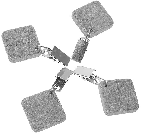 POPETPOP Pesas para Mantel Compactas 4 Piezas Gris Cuadrado Metal Resistente Antiviento para Exterior y Picnic en Jardín Cocina Comedor