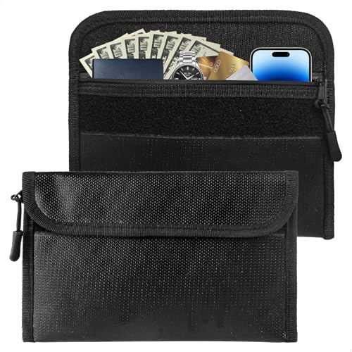 2 Piezas Bolsa Ignífuga, 20x13 cm Esconder Dinero, Bolsa Ignífuga para Documentos, Bolsa Ignífuga Impermeable Objetos de Valor, Documentos, Tarjetas, Tarjetas Bancarias y Pasaportes