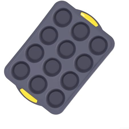 Moule à muffins en silicone avec 12 trous et cadre en métal, sans plaque de cuisson pour muffins, cupcakes, compatible four et lave-vaisselle