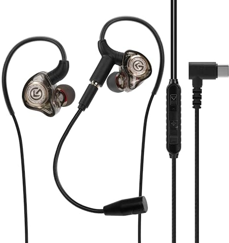 Geekria Auriculares Gaming con Micrófono Desmontable, Auricular In-Ear con Cable USB-C, Estéreo Bass con Aislamiento de Ruido, Compatibles con Teléfonos, PCs, Laptops y Otros Dispositivos