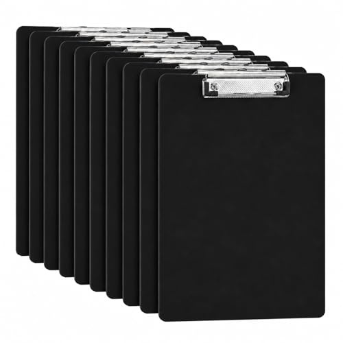 GOOGO Lot de 10 porte-blocs A4 noirs, 32,5 × 21,5 cm, dossier à pince A4 avec clip métal robuste, pour bureau, école, commandes restaurant, entrepôt et formation