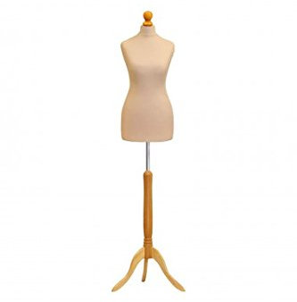 H & H Traders Cream Female Tailors Mannequin Display Bust Dummy FOR Dressmakers Fashion Students With A Light Wood Base (Size 34/36, UK 6/8)