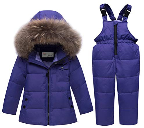 Odziezet Ensemble Doudoune pour Bébé Combinaison de Neige Enfants Fourrure Costume de Bébé Veste Manteau Ski Doudoune Parka à Capuche d'hiver 2-5 Ans