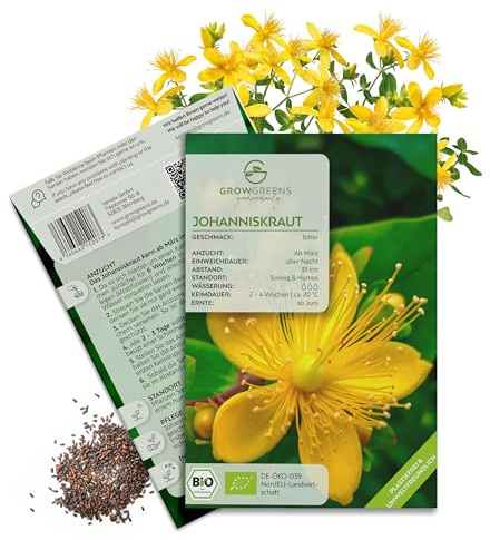 BIO graines de millepertuis – semences de plantes médicinales issues de l’agriculture biologique, idéales pour le jardin d’herbes aromatiques à la maison, le balcon et le jardin (300 graines)