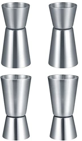 4 Piezas Jigger de Cóctel, Vaso Medidor para Cócteles Acero Inoxidable, Vasos Medidores Dobles de 25ml/50 ml, Tazas Medidoras para Bebidas Espirituosas y Cócteles