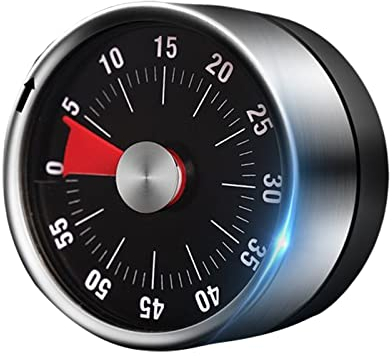 Basics Mechanischer und magnetischer Timer, Einstellbar von 1 bis 59 Minuten, Countdown-Timer für Kinder und Erwachsene, Restzeitanzeige, akustischer Alarm (Schwarz)