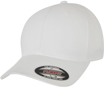 Flexfit Unisex 6277WR-Flexfit Wooly Combed Waterrepellent Baseballkappe, White, S/M