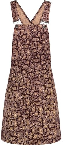 Madcap England Women's Retro Mod 60s 70s Seventies Baby Cord Corduroy Paisley Pinafore Dunagree Dress, Vintage Style, Mini Length Jenny MC1060