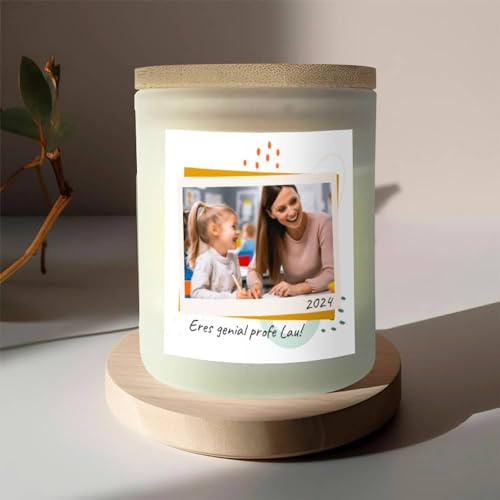 Transparent Gift Vela Personalizada con Foto y Texto. Regalos Originales para Profesores, Familiares, Amigos. Velas Decorativas. Velas Aromáticas. Regalos para Mujer y Hombre. Celebraciones especiales