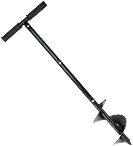 Handbohrer 60-85cm Einstellbare Länge, Handerdbohrer für Löcher bis Ø 15cm, Anti-Rutsch-Griffe, Massivem Stahl große Förderschnecke, für Zaunpfähle Pflanzen Bäume Sträucher, Erdlochbohrer