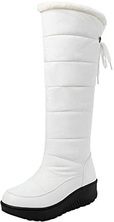 Botas altas para mujer, botas altas para hombre y mujer, botas de invierno acolchadas, cálidas, botas de invierno con plataforma, antideslizantes, botas altas para exterior, calor, invierno, botas de