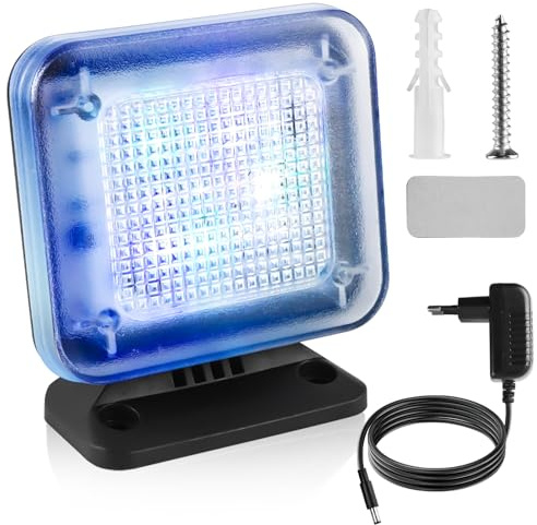 TV Simulator mit 12 LEDs und 3 wählbaren Programmen, Dummy TV Fernsehsimulator, Energieeffizient Fernseh-Atrappe mit Zeitschaltuhr,Komplett mit Netzadapter,zum Einsatz als Einbruchschutz, Schwarz