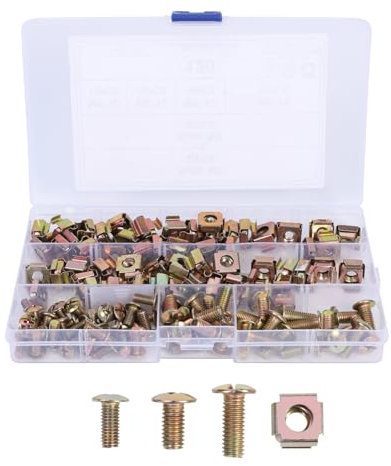 MUCKLILY 120stücke Mutter Kohlenstoffstahl Käfigmutter Und Schrauben Kompatibel Mit Racks Und Servergehäusen Zur Befestigung in Holz Und Feuchten Umgebungen