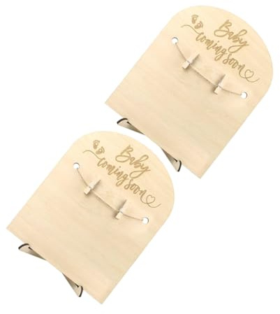 Hemobllo 2sets Wooden Newborn Birth Announcement Cards Signs for Nursery Wall Decor Photo Prop for Shower Congratulations Cards