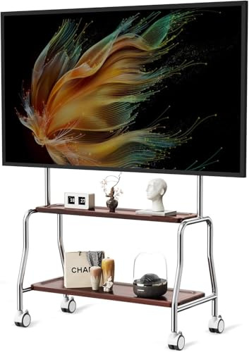 Mobile TV Cart Easel Rolling TV Stand for 32 to 75 Inch LCD LED OLED Flat Panel Screens, Stainless Steel with Wheels 110 Lbs Max VESA 600x400mm