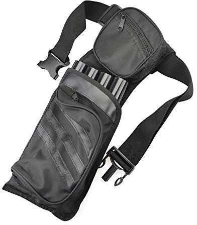 ZSHJGJR Archery 4 Tube Arrow Quiver Hip Arrow Holder Back Shoulder Waist Hanged Field Quiver Pockets for Hunting Shooting Arrows (Black)