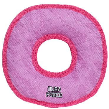 DURA FORCE - Durable Woven Fiber Dog Toy - Multiple Layers. Made Durable, Strong & Tough. Interactive Play (Tug, Toss & Fetch). Machine Washable & Floats (Ring Pink, Medium)
