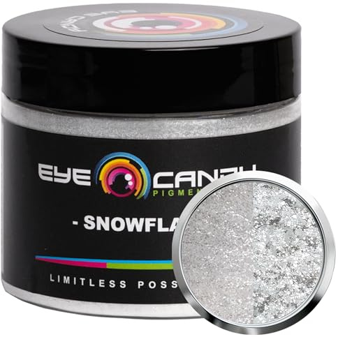 Eye Candy Pigments Premium White Mica Powder - Snowflake (50gr) - for Epoxy, Resin, Soap, Paint, Woodworking, Acrylic Pouring, Bath Bombs, Fishing Lures - DIY Arts and Crafts Additive