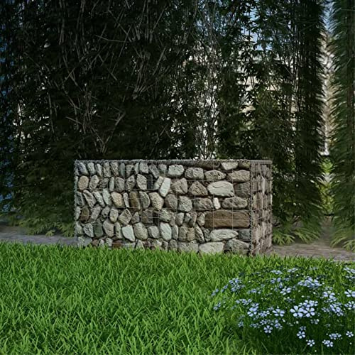 Ergode Gabion Basket Galvanised Steel - Strong Retaining Wall, Rustproof & Weather-Resistant - Easy Construction - Ideal for Garden Projects (39.4x19.7x19.7)