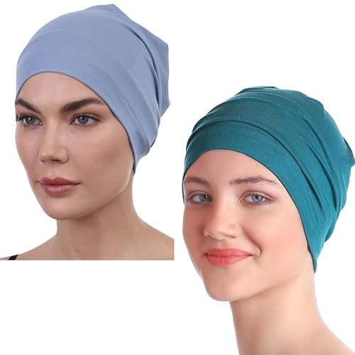 Deresina Gorro de Quimioterapia de Bambu para Mujeres y Hombres – Ultrasuave, Ligero y Transpirable, Ideal para Alopecia y Caida del Cabello, Todo el Ano (x Caroline - Verde Azulado - Talla única)