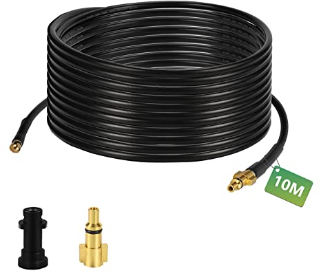 Sonnewelt 10m Tuyau Déboucheur Canalisation pour Nettoyeur Haute Pression, 180 Bar 60°C, Déboucheur de canalisations avec Adaptateur, M22 à Filetage Tuyau haute pression,Accessoires