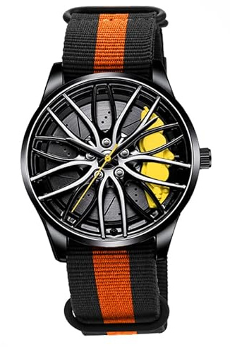 ROSSOM Hommes Montre Hommes Sport Montres mâle évider Conception Montre Nylon Militaire analogique Quartz Montre pour BMW Roue étrier Hommes Montres