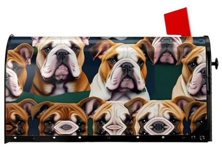 Süße englische Bulldogge Briefkastenabdeckungen, magnetisch, 53,3 x 45,7 cm, Briefkastenabdeckung für Garten, Hof, Dekoration