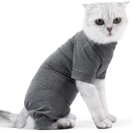 Body de Gato Después de la Operación Antilamido para Cirugía Corporal - Ropa Médica para Mascotas en Recuperación - para Heridas Abdominales o Enfermedades de la Piel (S)