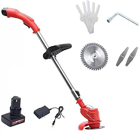 DDKYHU Cortacésped inalámbrico, cortacésped doméstico Recargable de Mano retráctil de 12V, Cabezal de máquina rotativa, cortacésped pequeño portátil