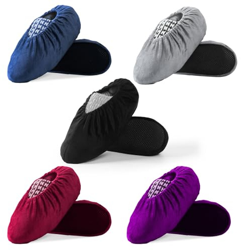 WUFANC 5 Paires Surchaussures Lavable - Surchaussure Réutilisables, Antidérapants et Résistants à l'usure, Couvre-Chaussures Convient Divers Endroits Intérieurs Tels Tapis et Carrelages