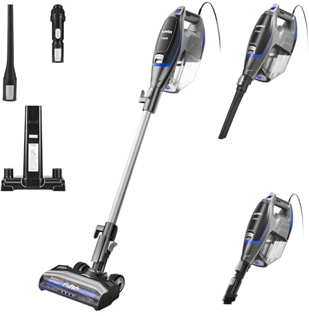 Eureka Corded Stick Vacuum Cleaner for Home Pet Hair, Lightweight Vacuum Cleaner with Powerful Suction for Carpet Tile and Hard Floor, Blue, NES520BL 2-in-1 Flash Handheld Vac