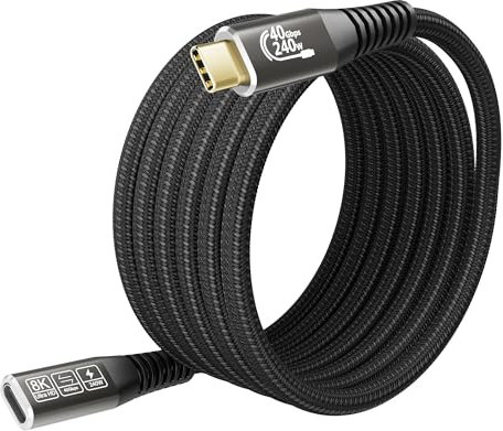 CAKOBLE USB4 verlängerungskabel 2m, 240W Thunderbolt 4 kabel Ladekabel USB C 40Gpbs Datentransfer 8K@60Hz PD3.1 USB C Verlängerung 4.0 kabel,mit i-Phone 15, MacBook i-Pad Pro, Samsun g S24/S22/S20