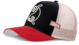 Coastal - YinShaka – Cappellino da camionista a rete, Nero/Vino, Taglia unica