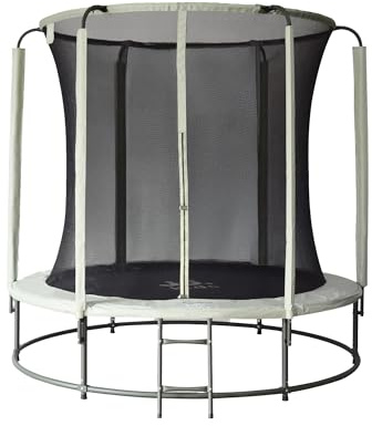 Trampoline de Jardin M - 240 cm - JJ Kids Zone de Saut sécurisée : Aucun Contact avec Les poteaux ou Les Ressorts Rebonds Souple et Dynamique Haute résistance en extérieur Vert Menthe et