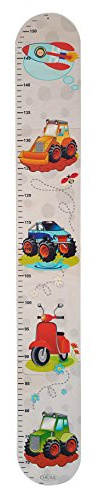 Hess Holzspielzeug 14601 - Messlatte aus Holz für Kinder, Serie Fahrzeuge, handgefertigt, 4 teilig, geeignet für eine Körpergröße von ca. 66 bis 152 cm