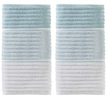 SKL Home Planet Ombre 100% Turkish Cotton Premium 2-Piece Hand Towel Set, 600 GSM, Soft & Absorbent, Aqua