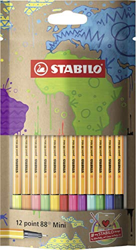 STABILO - Fineliner - point 88 Mini - #mySTABILOdesign - 12er Pack - mit 12 verschiedenen Farben